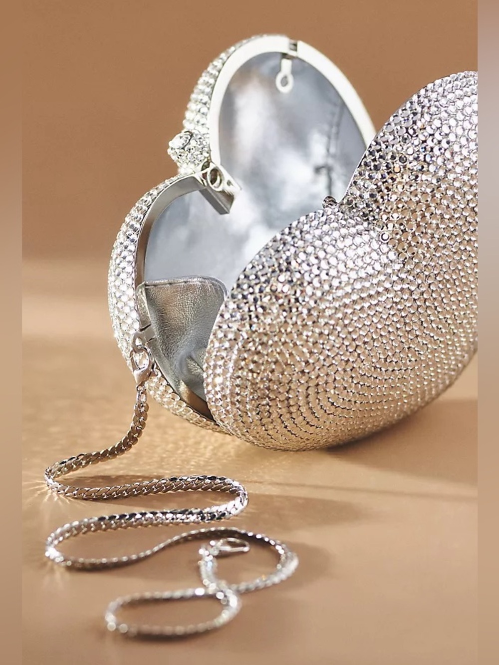 ANTHROPOLOGIE RAE OF LIGHT EMBELLISHED HEART BAG New in box